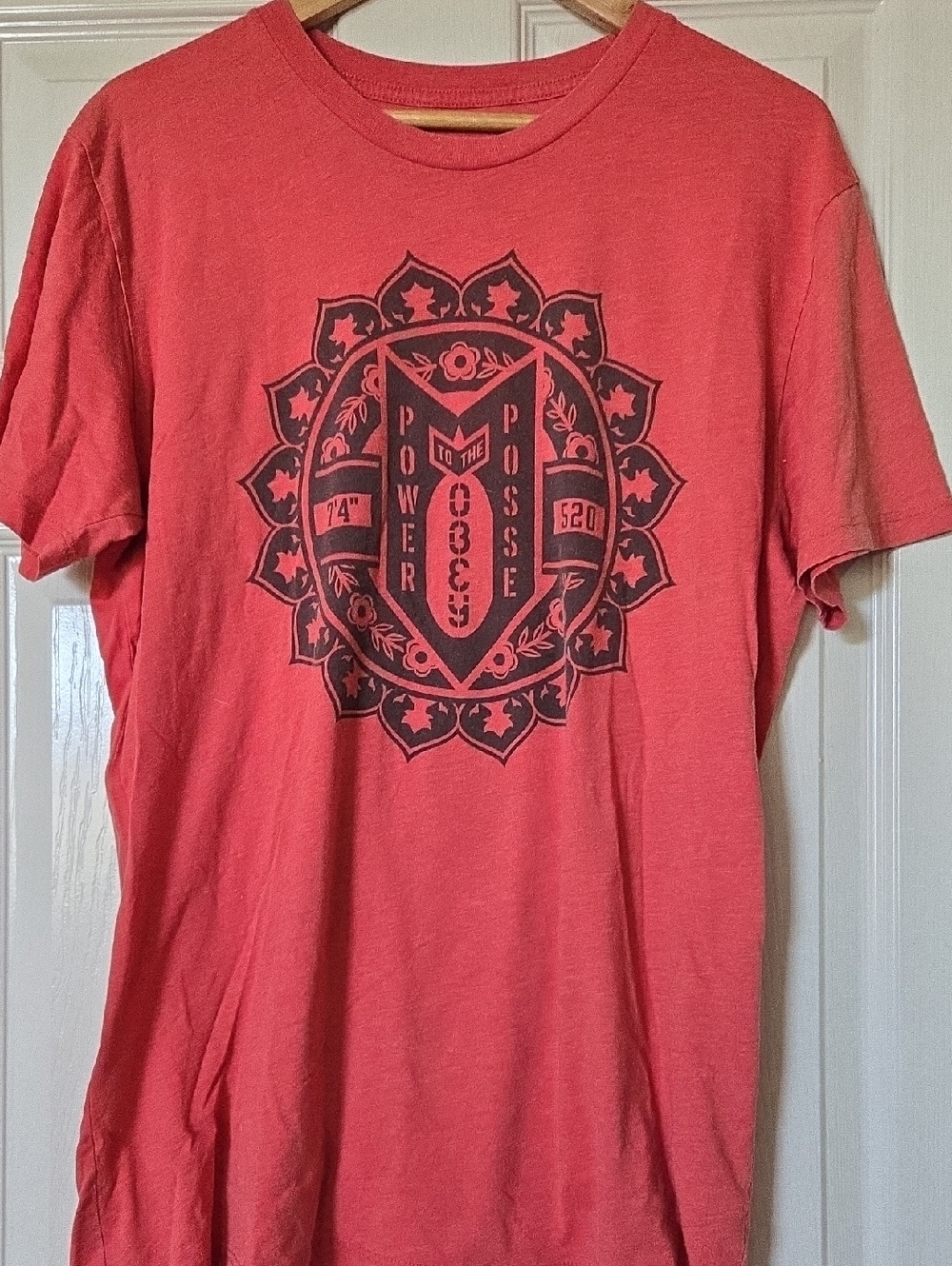Obey Coral Short Sleeve Tee with Black Medallion Graphic